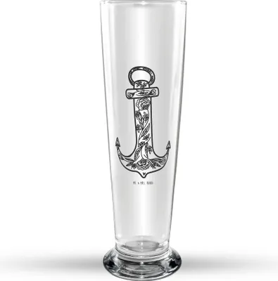 Produktbild von Mr. & Mrs. Panda Bierglas Anker Blau - Transparent - Geschenk, Bier Glas, Lustige Sprüche, Glasbecher, Glasbierglas, Bierbecher, Trinkglas