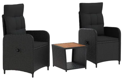 Obrázok produktu pre vidaXL Záhradná sedacia súprava, 3 kusy, čierna