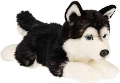 Produktbild von Uni-Toys - Husky schwarz, liegend - 41 cm (Länge) – Plüsch-Hund - Plüschtier, Kuscheltier