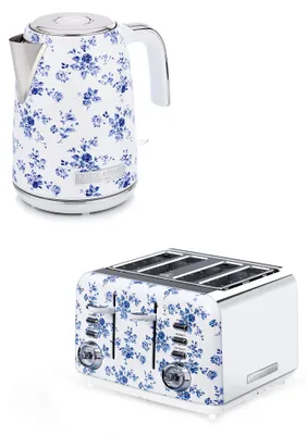 Produktbild von Laura Ashley Frühstücks-Set – Jug-Wasserkocher 1,7 l & 4-Schlitz-Toaster – China Rose von VQ