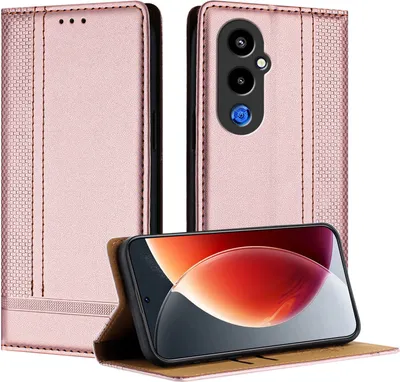 Produktbild von Handyhülle für Tecno Pova 4 Pro Leder Flip Klappbare Schutzhülle mit Standfunktion Pink