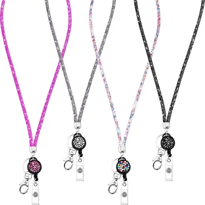 Image de Omgoods - Lot de 4 porte-badges en cristal avec étui à carte rétractable