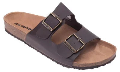 Productafbeelding van Iguana - Heren slippers "Frisso", leer, model IG5459 (maat 43 EU), bruin/zwart