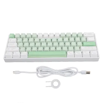 Zdjęcie produktu dla Klawiatura mechaniczna z 61 klawiszami – układ 60%, przełączniki Red Switch z funkcją Hot-Swap, 3 tryby pracy, łączność bezprzewodowa 2,4 GHz i przewodowa, podświetlenie RGB, klawiatura do gier