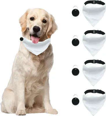 Productafbeelding van Honden Bandana Set - Dieren Sjaaltjes - Feestelijke Aankleding - Zelf Ontwerpen - 4 Stuks - Wit