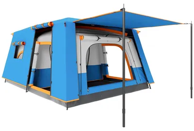 Image de Tente familiale, deux chambres, salon, pouvant accueillir 5 à 8 personnes, bleue