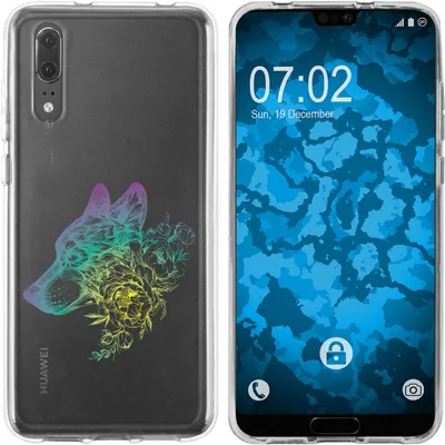 Produktbild von PhoneNatic Case kompatibel mit Huawei P20 Silikon-Hülle Floral Wolf M3-4