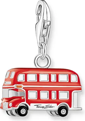 Obrázek produktu pro Přívěsek s motivem červeného londýnského autobusu, stříbrný