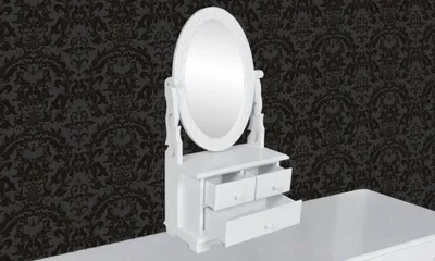 Image de vidaXL Coiffeuse avec miroir pivotant ovale MDF