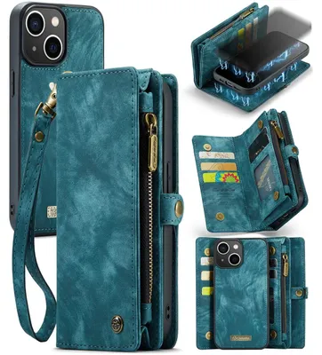 Produktbild von CaseMe 008 2-in-1 Klapphülle für iPhone 13 - 8 Kartenfächer mit Standfunktion Kunstleder Blau