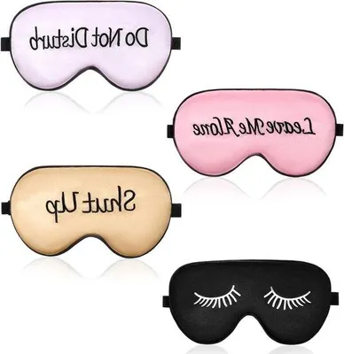 Productafbeelding van Satijnen oogmasker, donkere oogmaskers voor vrouwen - 4 stuks met grappige teksten
