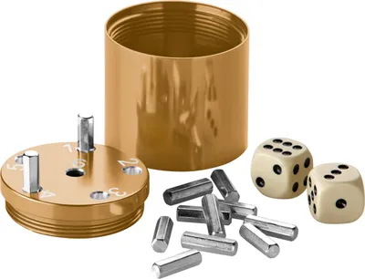 Produktbild von BestSaller 3002 SUPER SIX Würfelspiel Aluminum Sonder Edition, 36 Spielstäbchen & 2 Würfel, gold