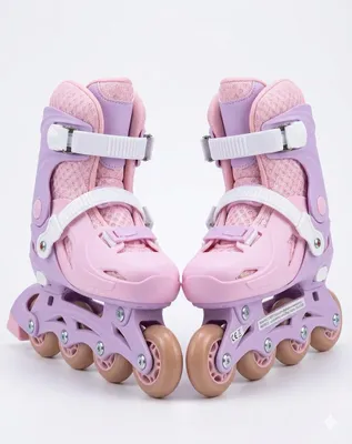 Immagine prodotto di Pattini regolabili per bambini 4 in 1 con ruote LED luminose, rosa e bianco, taglia 30-35