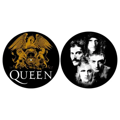 Produktbild von Queen - podložka pro gramofon "Crest & Faces" Set RO2596 (jedna velikost) (černá/bílá/zlatá)