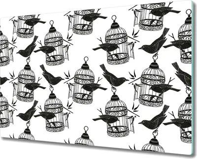 Produktbild von Glas-Herdabdeckplatte Glaskeramikkochfeld-Abdeckung Spritzschutz - 80x52 cm - Vogelkäfig und Vögel