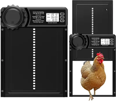 Immagine prodotto di Porta automatica per polli in alluminio, batteria, porta elettrica per polli impermeabile, display grande, timer, funzionamento manuale, porta automatica per polli, sistema intelligente