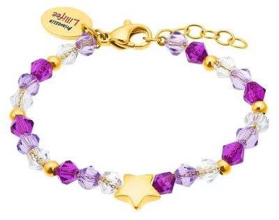 Produktbild von Armband Stern Prinzessin Lillifee, Edelstahl, Glasperlen, IP Gold