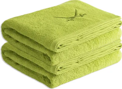 Produktbild von Sansibar Sylt Badetuch Saunatuch 2er Set Frottier-Serie „Classic“, grün, hochwertig gesticktes Sansibar Säbel-Logo, hautfreundlich