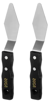 Produktbild von 2 Stück Malpalette Messer aus rostfreiem Stahl mit Holzgriff für Öl- und Acrylfarben