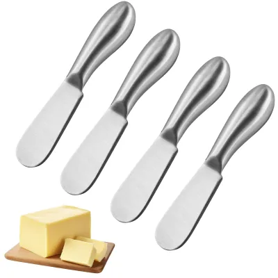 5er-Set Buttermesser aus Edelstahl, silber, 13,5 cm