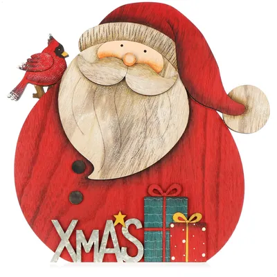 Produktbild von COM-FOUR® Dekorativer Aufsteller für Weihnachten - Weihnachtsmann aus Holz zum Hinstellen - Weihnachtsdekoration zum Verzieren und Verschenken