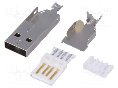 Immagine prodotto di 5 connettori USB A da saldare, modello DS1107-WN0, per USB e connettori IEEE1394