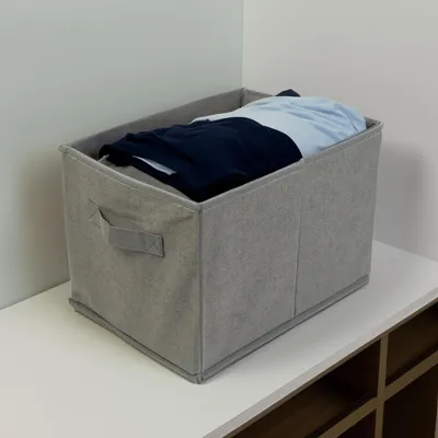 Produktbild von Aufbewahrungsbox aus Stoff mit Griff – Faltbare Aufbewahrungsbox – Grau – 32 x 22 x 22 cm – 15 l [BW2076], KI-generiertes Bild