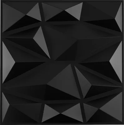 Image de COSTWAY 50 pièces 3D panneaux muraux diamant 30x30cm, revêtement mural intérieur, panneaux décoratifs muraux, panneaux de plafond, PVC, 4,5 m², pour salon (noir)