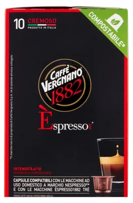 Produktbild von Caffè Vergnano 1882 Èspresso Cremoso + Crema | 10 voll kompostierbare Nespresso® komp. Kapseln