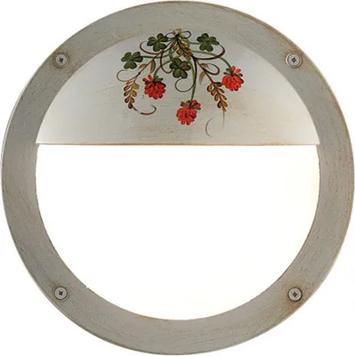 Produktbild von Außenlampe Wand Aluminium E27 IP44 rund D: 28 cm cm breit in Weiß Gold antik Klee Dekor Maritim
