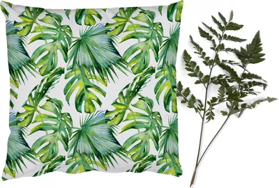 Produktbild von MuchoWow® Zierkissen Sofakissen Wohnzimmer Dekokissen 40x40 cm Bohème - Blätter - Blumen - Tropisch - Foto Kissen - Schlafzimmer Dekoration