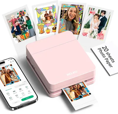 Produktbild von Tragbarer Mini Farbfoto Drucker für Smartphone Bluetooth Klebefotos 272g kabellos Tintenstrahl App Steuerung kreative Foto Sticker für Scrapbook