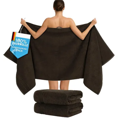 Productafbeelding van Hammetex Saunadoeken, set van 2, 80x200 cm – 100% katoen, badstof, 500 GSM, gecertificeerd volgens