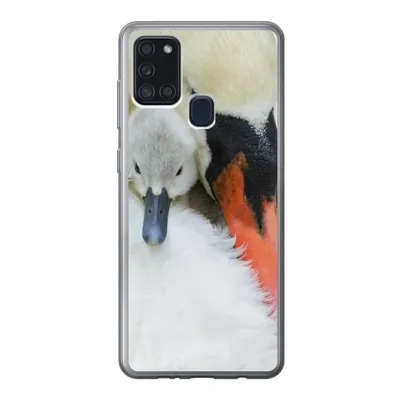 Produktbild von MuchoWow® Handyhülle Schutzhülle Hülle für Samsung Galaxy A21s Schwan - Küken - Makro Silikon Softcase Handy Hülle - Hartschale