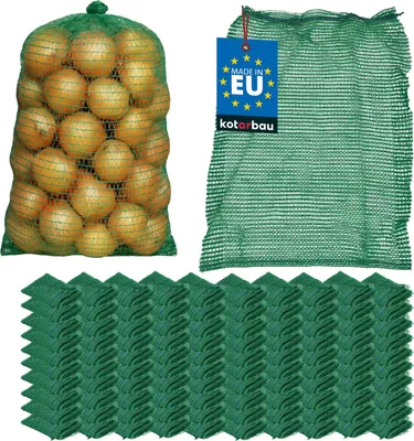 Produktbild von KOTARBAU® 100er Set Raschelsack Kartoffelsack 50 x 80 cm Obstsack 25 kg Polypropylen Gemüsenetz Aufbewahrungssack für Zwiebeln Kartoffel Gemüse Grün