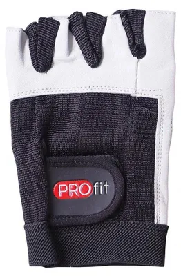 Image de ProFit - Gants sans doigts « Pro », cuir, musculation MR1494 (M) (blanc/noir)