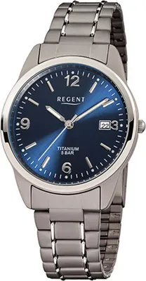 Produktbild von Regent Titan Herren Uhr F-433 Quarzuhr Armband silber grau D2URF433