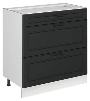 Imagen del producto de Mueble bajo de cocina Vicco R-Line Antracita casa de campo/Blanco 80 cm con 3 cajones sin encimera, Model 72343