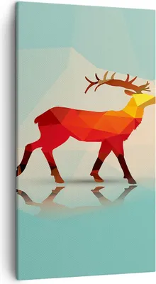 Produktbild von Bild auf Leinwand - Leinwandbild - Hirsch Illustration modern Grafik - 45x80cm - Wand Bild - Wanddeko - Leinwanddruck - Bilder - Kunstdruck - Leinwand bilder - Wandkunst - PA45x80-2811