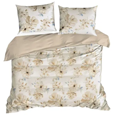 Immagine prodotto di EUROFIRANY | Set copripiumino - Biancheria da letto - 220x200 cm - 100% cotone - beige crema - Biancheria da letto - a fiori