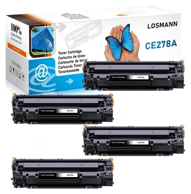 Image de Lot de 4 cartouches de toner compatibles Losmann pour HP CE278A 78A, compatibles avec les modèles HP Laserjet Pro M1530 MFP, M1536 DNF MFP, M1537 DNF MFP, M1538 DNF MFP, M1539 DNF MFP, P1560, P1566, P1600, P1606 DN, P1607 DN, P1608 DN, P1609 DN