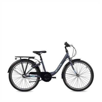 Produktbild von 24 Zoll Kinderfahrrad, 3-Gang, Mädchenfahrrad, S’COOL chiX, ab 7–11 Jahre, 130–145 cm, Dunkelgrau/Türkis