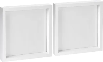 Produktbild von 2x weiß 10 "x 10" 3D Box Fotorahmen - stehendes hängendes Handwerk Schattenbildanzeige - von Nicola Spring