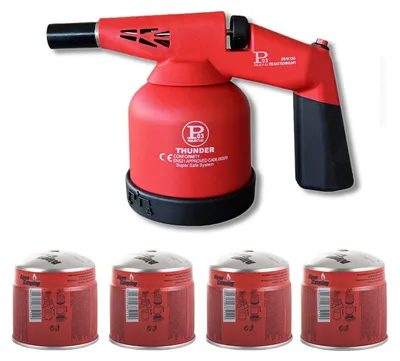 Image de Lampe à souder à gaz 1760W + 4 Cartouches gaz Utilisation à 360°- Chalumeau à gaz Allumage électronique à batterie PROWELTEK