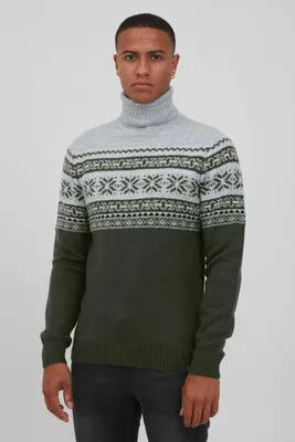 Produktbild von BLEND BHTjesse Herren Rollkragenpullover Pullover mit Rollkragen Norwegermuster Rippbündchen Regular fit