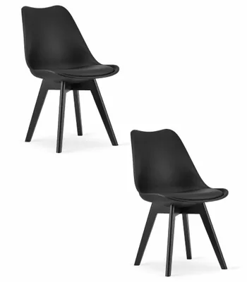 Produktbild von Home Collective 2er Set Esszimmerstuhl Stuhl Wohnzimmerstuhl 2x schwarz mit Kunststoffbeinen in schwarz, bequemer & stabiler Schalenstuhl