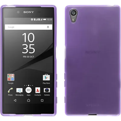 Produktbild von PhoneNatic Case kompatibel mit Sony Xperia Z5 - lila Silikon Hülle transparent + 2 Schutzfolien