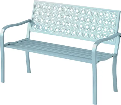 Produktbild von 2-Sitzer Gartenbank, wetterfest Sitzbank, Gartenmöbel mit Rücken- & Armlehnen, Parkbank 240kg belastbar, Balkonbank für Balkon Terrasse, Garten, 127 x 63 x 85cm, Blau