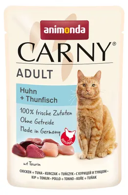 Produktbild von animonda Carny Katzenfutter nass, Huhn + Thunfisch, 12 x 85 g, getreidefrei, ohne Zucker
