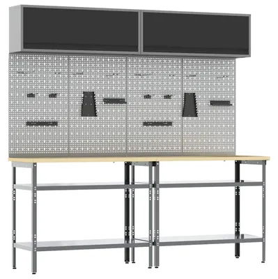 Immagine prodotto di Set banco da lavoro con lo scaffale 8 pcs Nero e Grigio